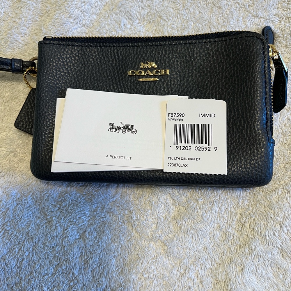Coach Black Pebbled Leather Wristlet